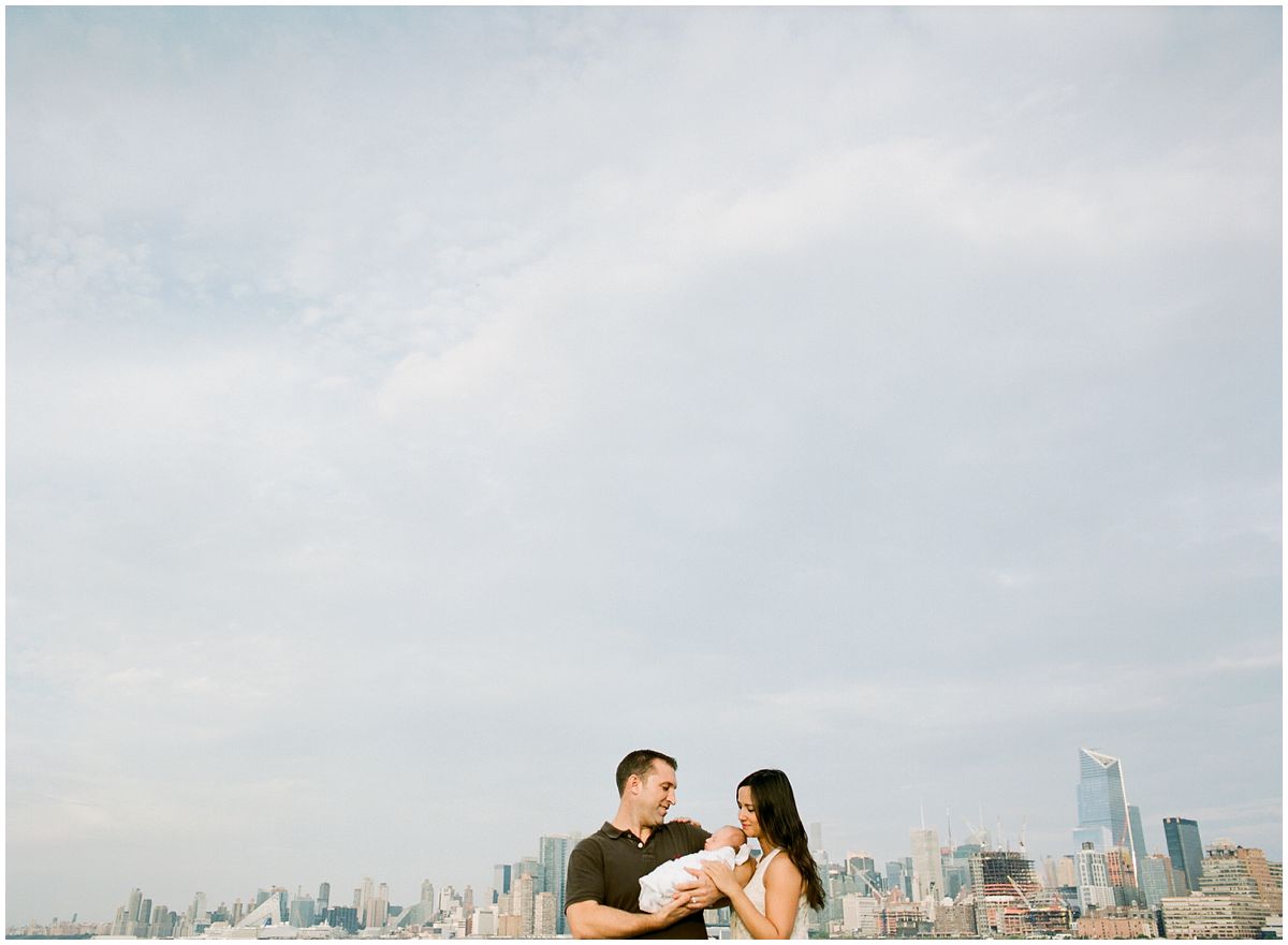 newborn photography in Hoboken NJ against the NYC Skyline