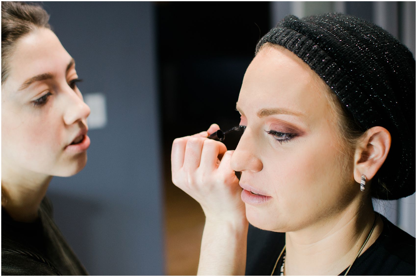 hair and makeup with eye shadows