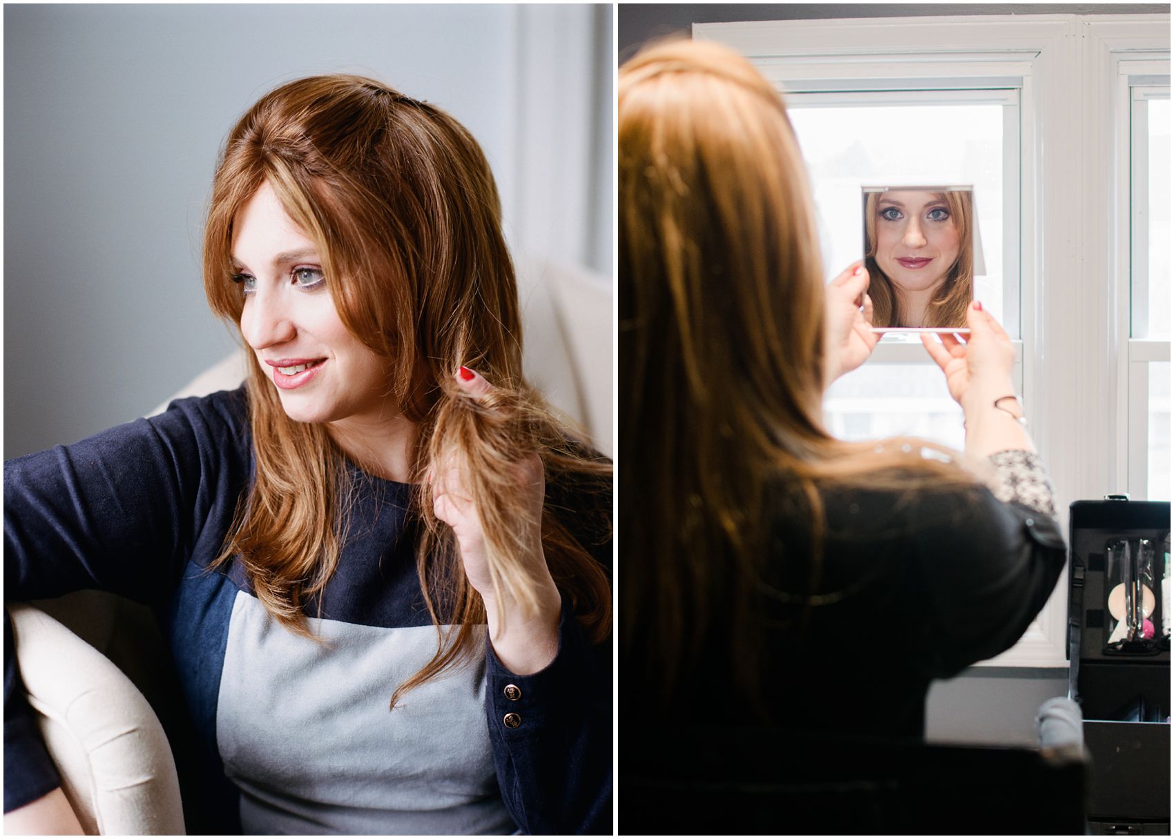 looking in the mirror for portrait session